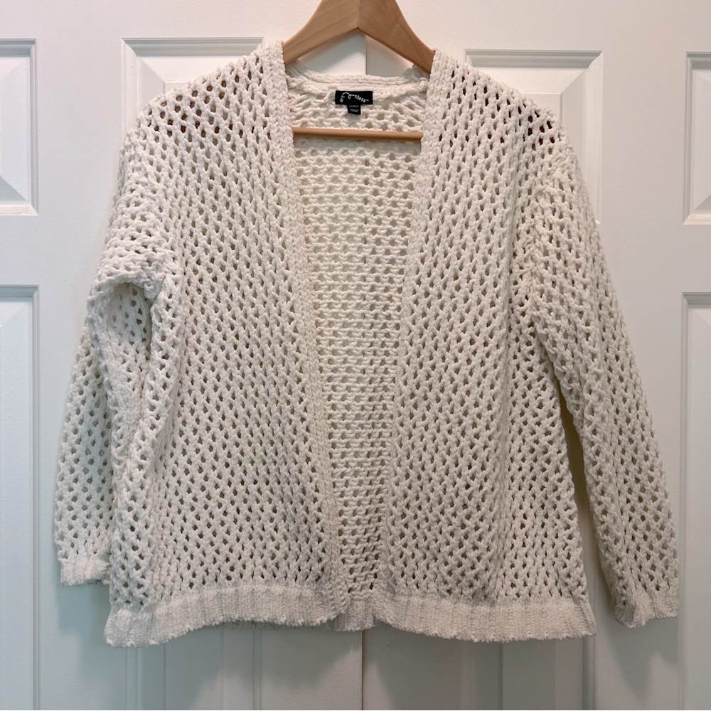 Art Class:Target Girls Off-White Open-Stitch Chenille Cardigan, Girls Size 10/12